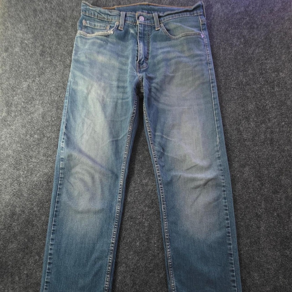 Levis 505 Mens 32x32 Straight Leg Jeans Medium Wash Faded Blue Denim